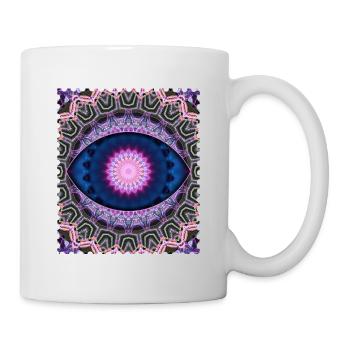 Neon Blau Pink Mandala - Tasse - Weiß - Rechts