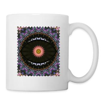 Kaleidoskop Mandala Neon Muster - Tasse - Weiß - Rechts