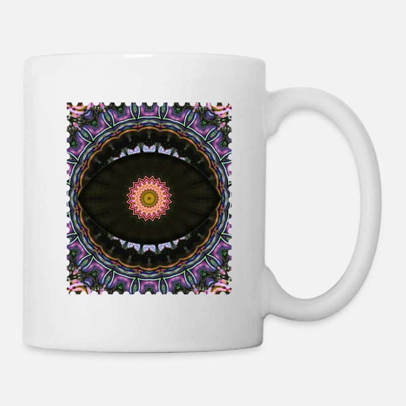 Motif néon Kaleidoscope Mandala - Mug blanc - blanc