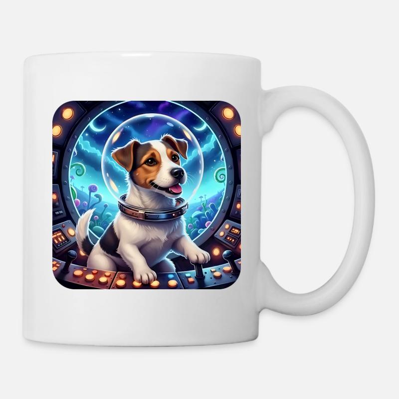 Kosmischer Welpe in der Raumkapsel - Tasse - Weiß