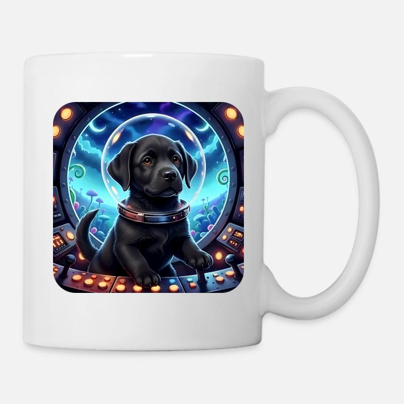 Kosmischer Welpe im Space Cockpit - Tasse - Weiß