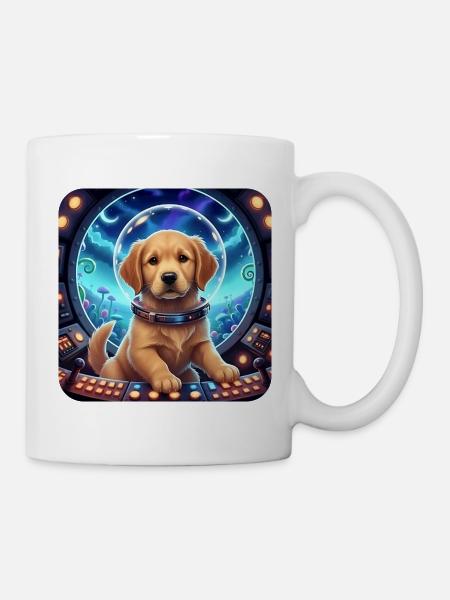 Astronaute chiot avec un casque spatial - Mug blanc - blanc