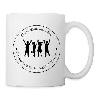 Erzieherin mit Herz – Geschenk für Kita - Tasse - Weiß - Rechts