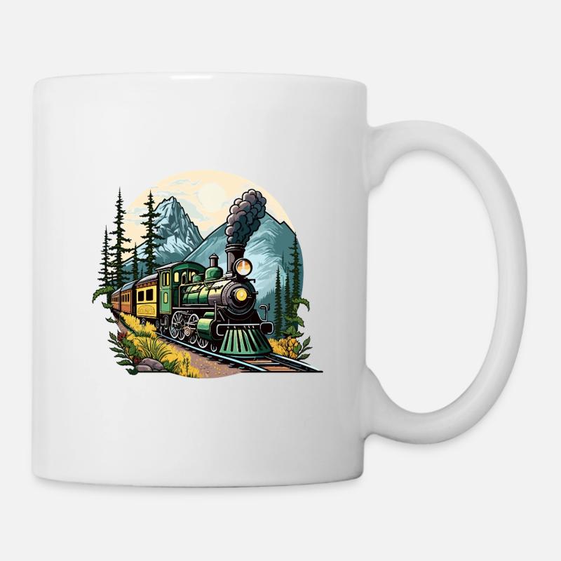 Dampfzug Berglandschaft - Tasse - Weiß