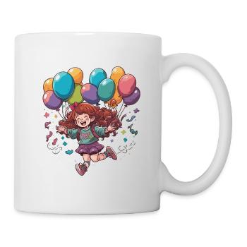 La fille joyeuse avec des ballons - Mug blanc - blanc - Droite