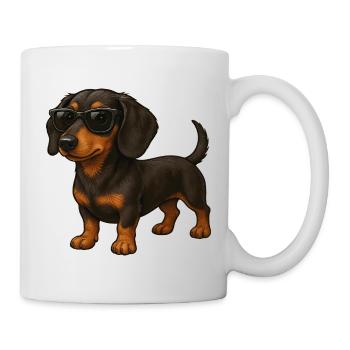 Cool Dachshund Cartoon Sun Glasses Dog - Mug - white - Right