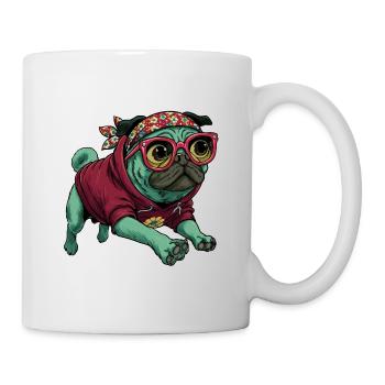 Cool Pug Hoodie Cartoon Kawaii Dog Art - Mug - white - Right