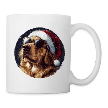 Weihnachtshund mit Sonnenbrille - Tasse - Weiß - Rechts