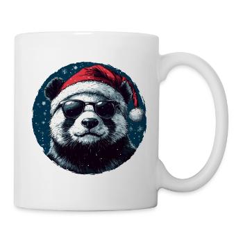 Panda im Santa Hut mit Sonnenbrille - Tasse - Weiß - Rechts