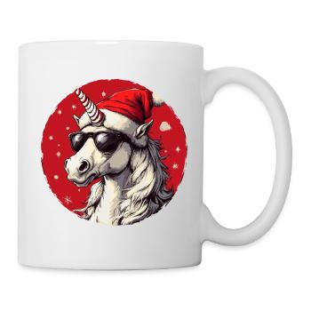 Licorne de Noël avec lunettes de soleil - Mug blanc - blanc - Droite