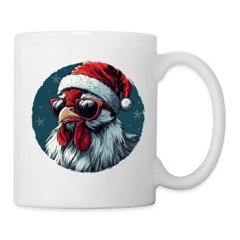 Sunglasses chicken in Christmas style - Mug - white - Right