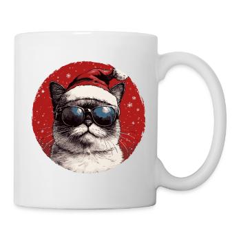 Kater Santa mit Sonnenbrille - Tasse - Weiß - Rechts