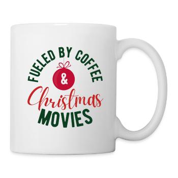 Fueled By Coffee & Christmas Movies - Tasse - Weiß - Rechts