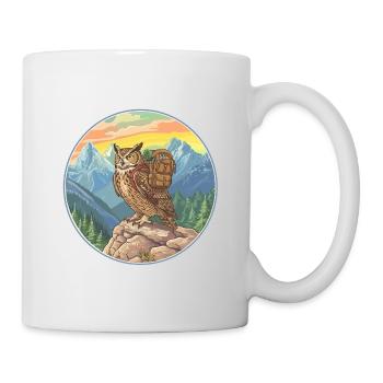 Cute Owl Hiking Camping Mountain Adventure - Mug - white - Right