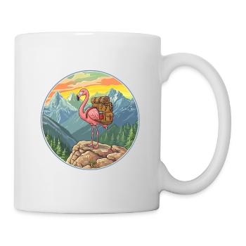 Süßes Flamingo-Wandern Camping Bergabenteuer - Tasse - Weiß - Rechts