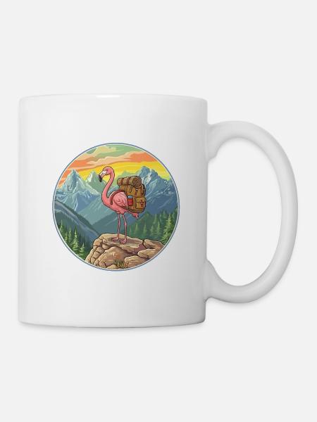 Süßes Flamingo-Wandern Camping Bergabenteuer - Tasse - Weiß