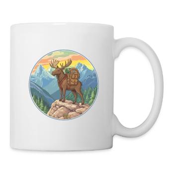 Randonnée de l’orignal mignon, camping en montagne - Mug blanc - blanc - Droite