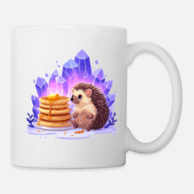 Igel mit Pfannkuchen und Kristallen - Tasse - Weiß