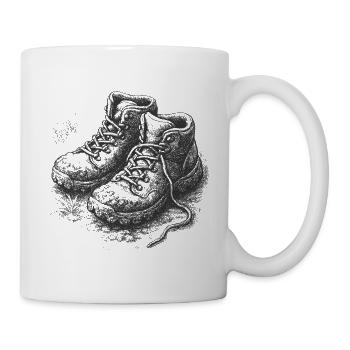 Bottes de randonnée rustiques comme illustration détaillée - Mug blanc - blanc - Droite