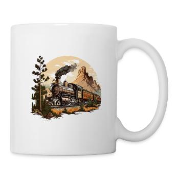 Dampflok im Bergwald Reiseposter - Tasse - Weiß - Rechts