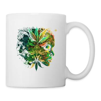 Visage du cannabis psychédélique - Mug blanc - blanc - Droite