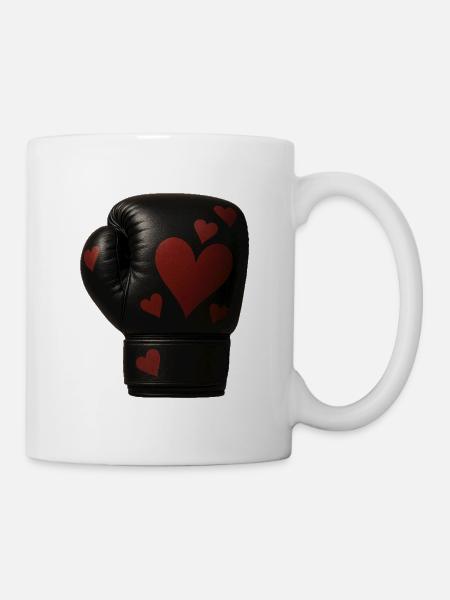 Boxhandschuh mit Herzen - Tasse - Weiß