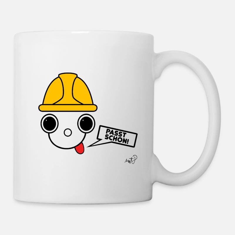 Koppie mit Bauarbeiterhelm  - Tasse - Weiß