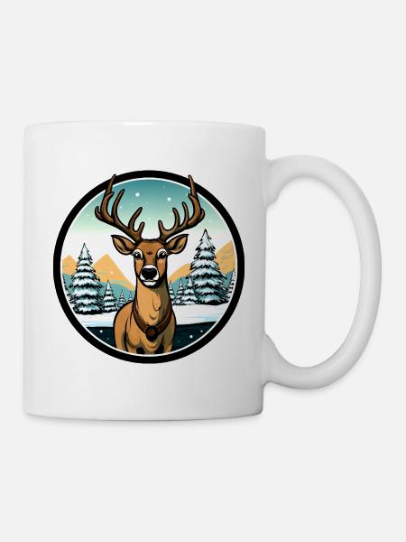 Hirsche Winter Style - Tasse - Weiß