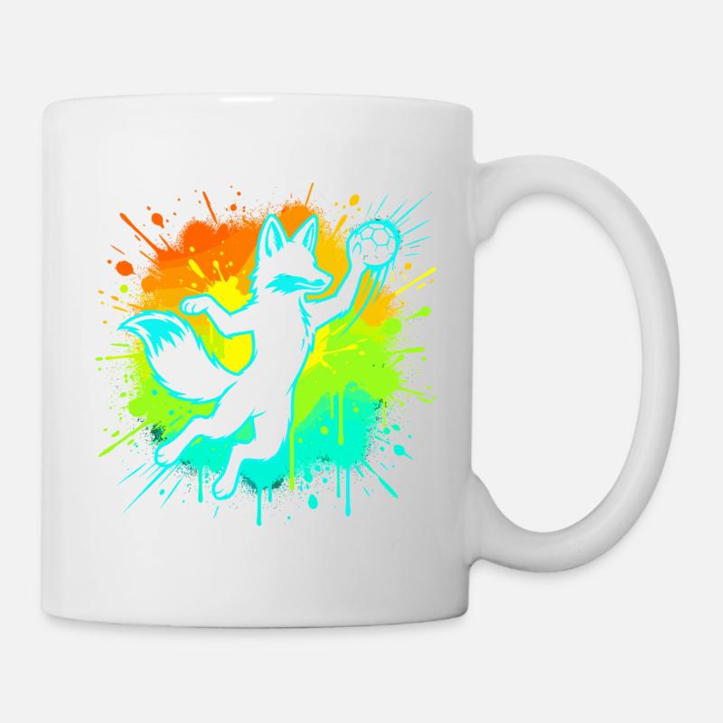 Handball Fuchs Kinder Geschenk Süß Niedlich - Tasse - Weiß