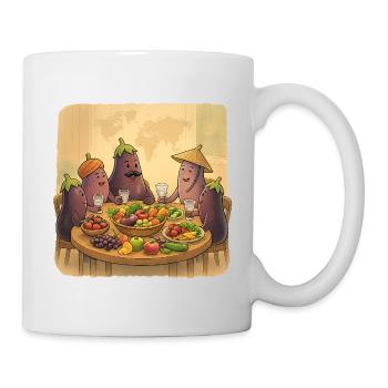 La société de l’aubergine à la table festive - Mug blanc - blanc - Droite