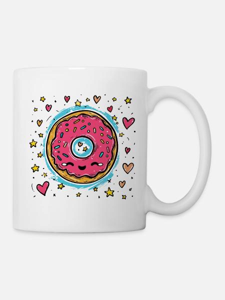 Kawaii Donut Sternenring - Tasse - Weiß
