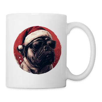 Pug in Santa hat with sunglasses - Mug - white - Right