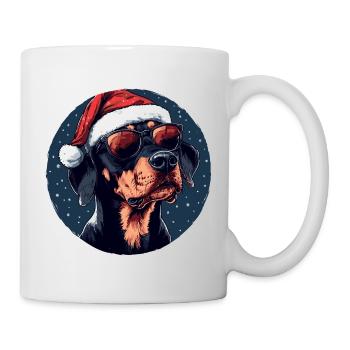Weihnachtshund mit Sonnenbrille - Tasse - Weiß - Rechts
