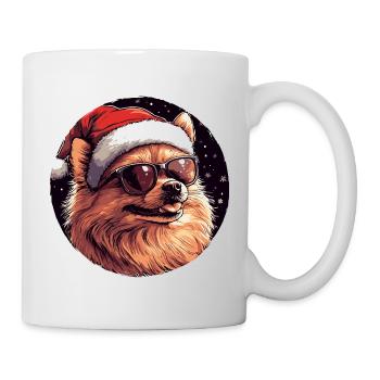 Cooler Hund mit Santa-Hut - Tasse - Weiß - Rechts