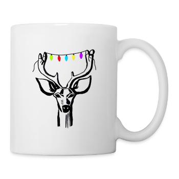 Hirsch mit Lichterkette - Tasse - Weiß - Rechts