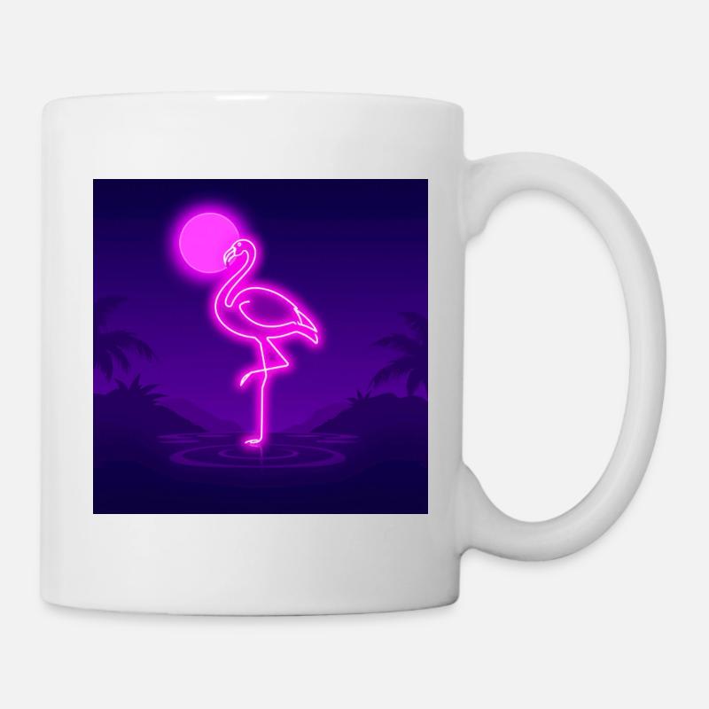 Neon Flamingo Moonlit Lagoon - Mug - white