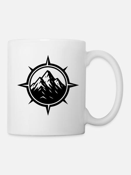 Kompass Berge - Tasse - Weiß