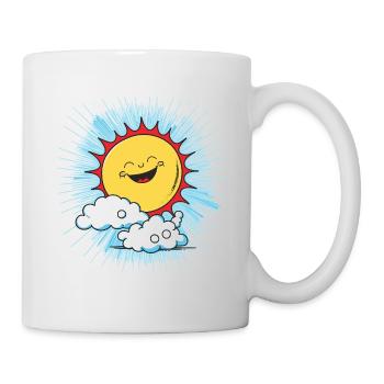 Lächelnde Sonne über Wolken - Tasse - Weiß - Rechts