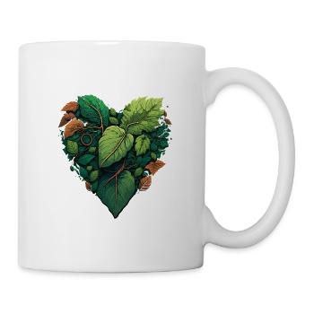 Herz aus Blättern – Grünes Blattwerk - Mug blanc - blanc - Droite