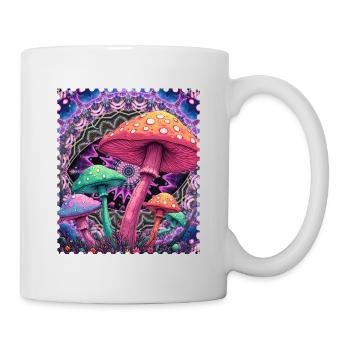 Psychedelische Pilz-Formen Neon - Tasse - Weiß - Rechts