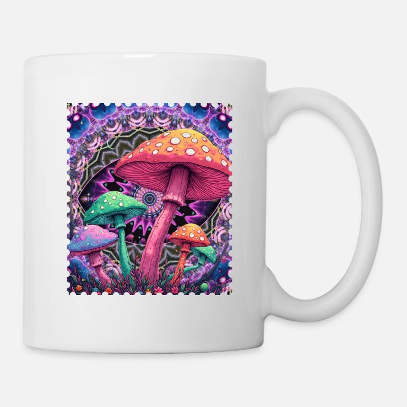 Psychédélique Champignon Façonne le Néon - Mug blanc - blanc