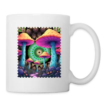 Champignons psychédéliques dans la forêt de mandala - Mug blanc - blanc - Droite