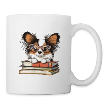 Mignon livre de lecture Papillon avec des lunettes - Mug blanc - blanc - Droite