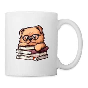 Mignon livre de lecture Chow Chow Dog avec des lunettes - Mug blanc - blanc - Droite