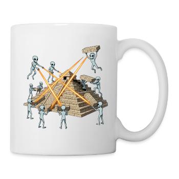 Aliens bauen Laserpyramide - Tasse - Weiß - Rechts