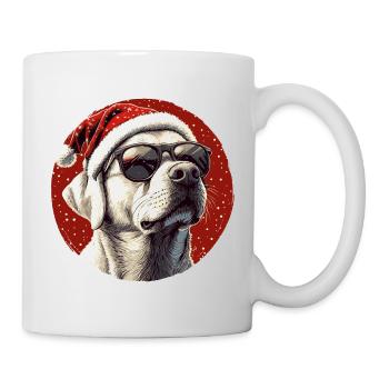 Weihnachts Hund mit Sonnenbrille - Tasse - Weiß - Rechts