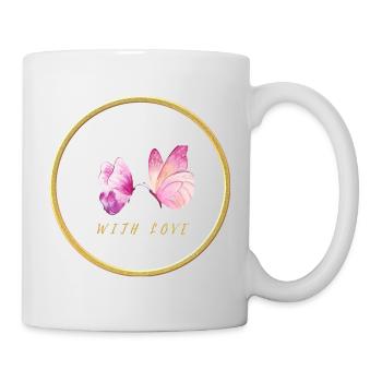 Papillons roses avec amour - avec amour - Mug blanc - blanc - Droite