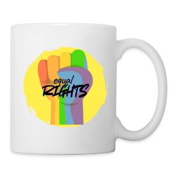 Égalité de la fierté du Poing Arc-en-ciel - Mug blanc - blanc - Droite