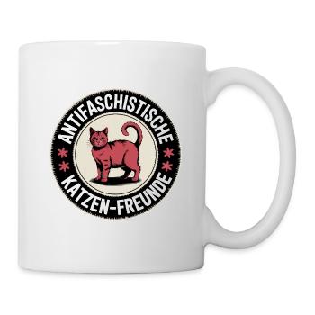 Antifaschistische Katzen Freunde - Gegen Rechts - Tasse - Weiß - Rechts