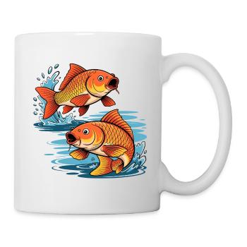 Carp – Sport Fishing Design with Two Carp - Mug - white - Right